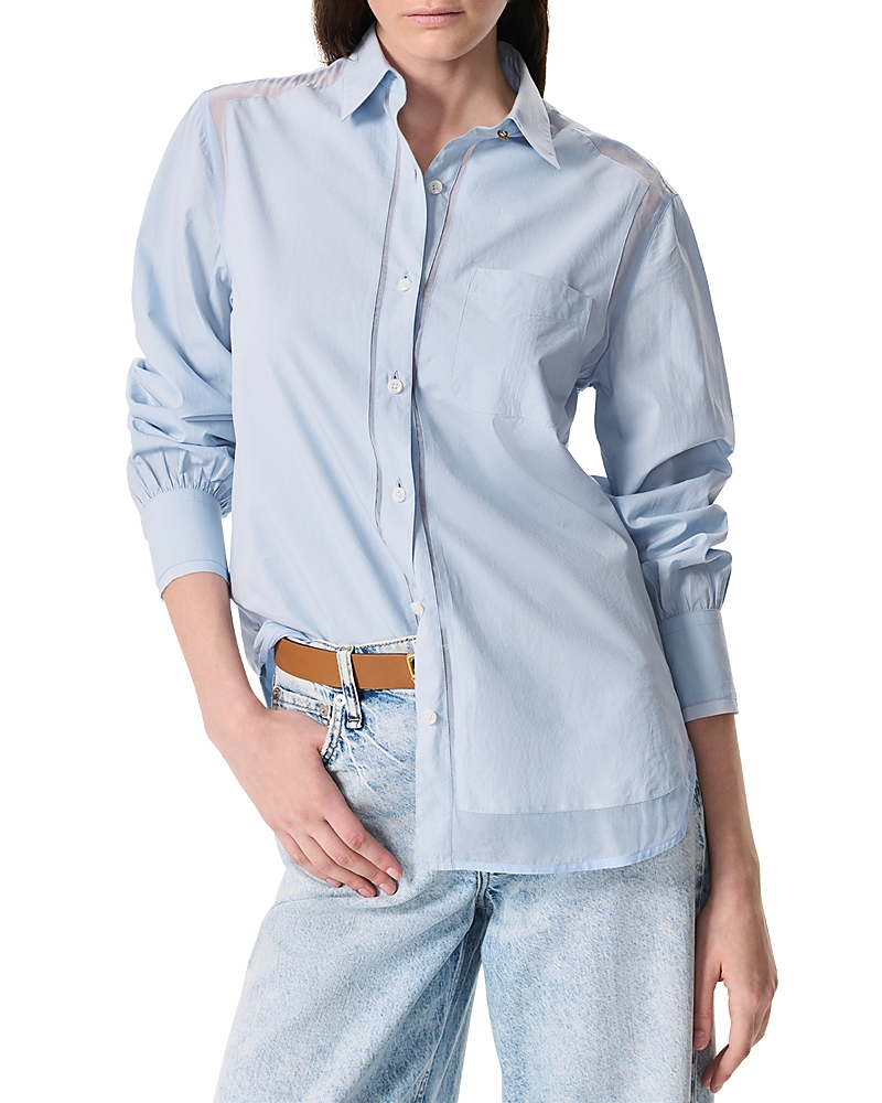 Rag & Bone Maxine Stripe Linen Button-up Shirt In Light Blue