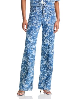 Cinq à Sept - Sketchbook Floral Vivian High Rise Jeans in Indigo/White