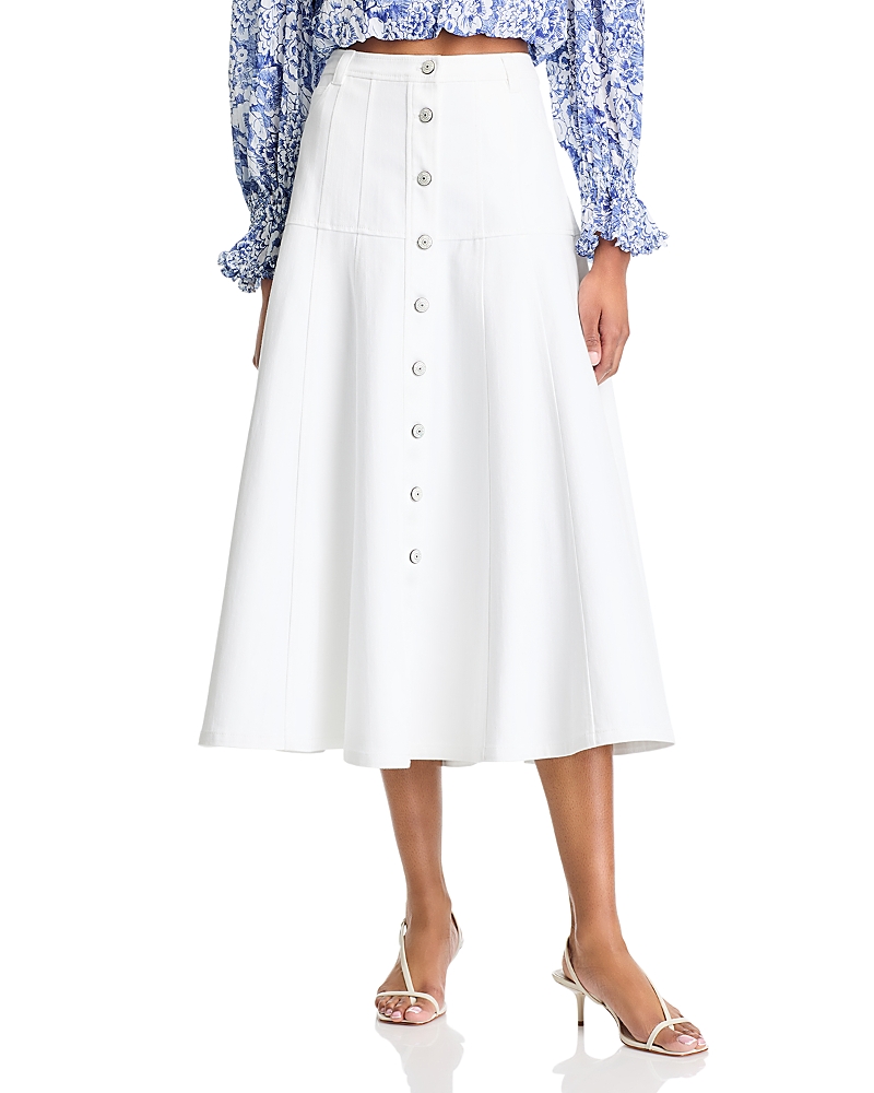 Cinq À Sept Veena Button-front Midi Skirt In White