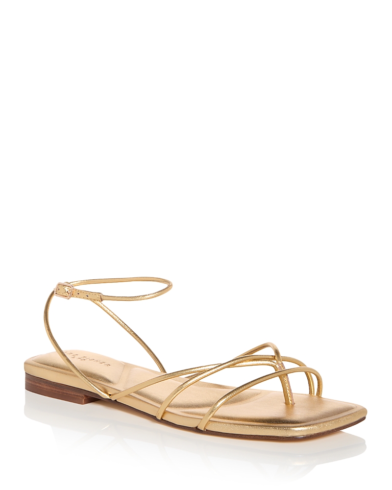 Marc Fisher Ltd Strappy Tubular Ankle-strap Sandals In Gold