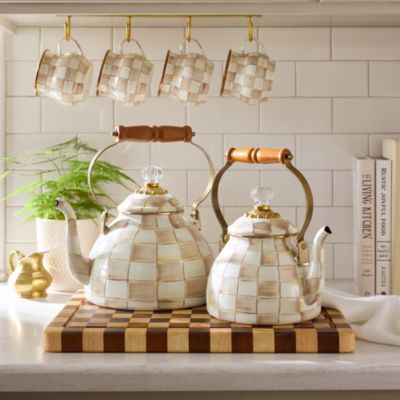 Mocha Check 3 Quart Tea Kettle