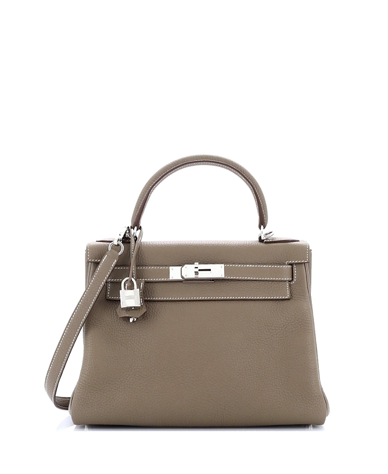 Pre-owned Pre-owned Hermes Hermes Kelly 28 Handbag Grey Togo With Palladium Hardware In Etoupe