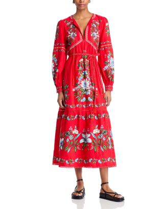 FARM Rio Sweet Bloom Bouquet Red Midi Dress | Bloomingdale's Women 