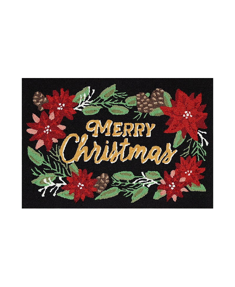 Liora Manne Frontporch Merry Christmas Area Rug, 2' X 3' In Black