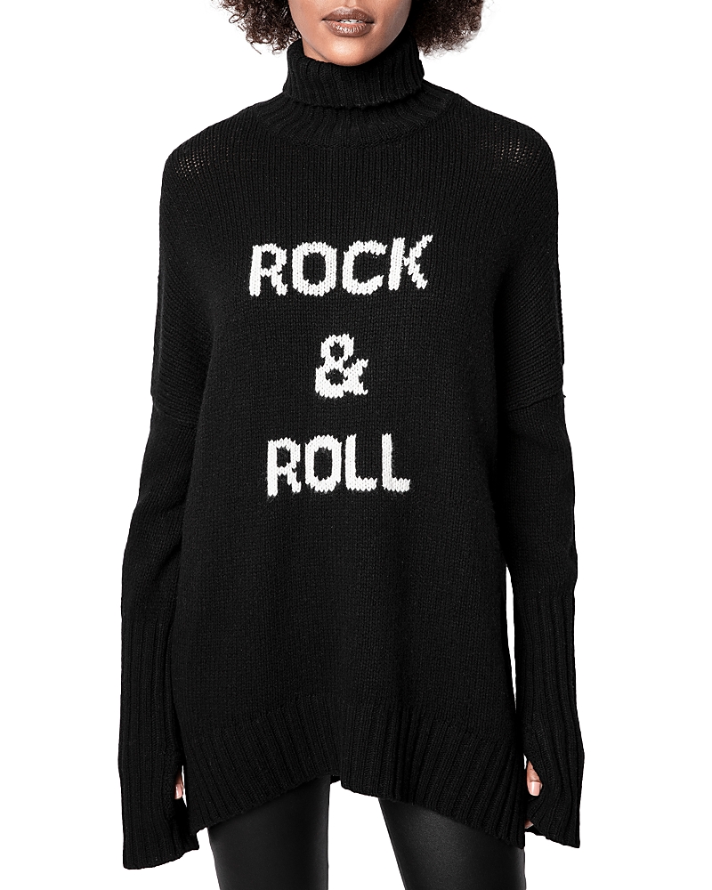 Zadig & Voltaire Alma Merino Wool Turtleneck Sweater In Noir