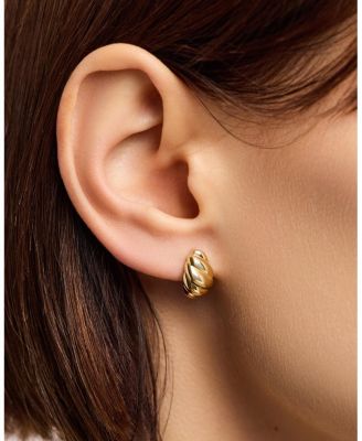 Solid Yellow Gold Rope Huggie Studs