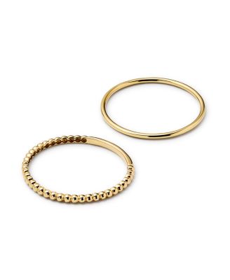 Gold Band Bead Two Ring Set