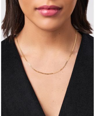 Solid Yellow Gold Flat Mariner Chain Necklace