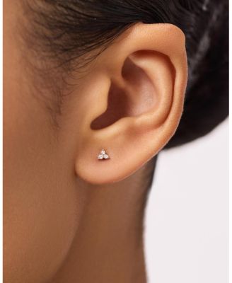  Gold Lab-Grown Diamond Trefoil Stud Earrings