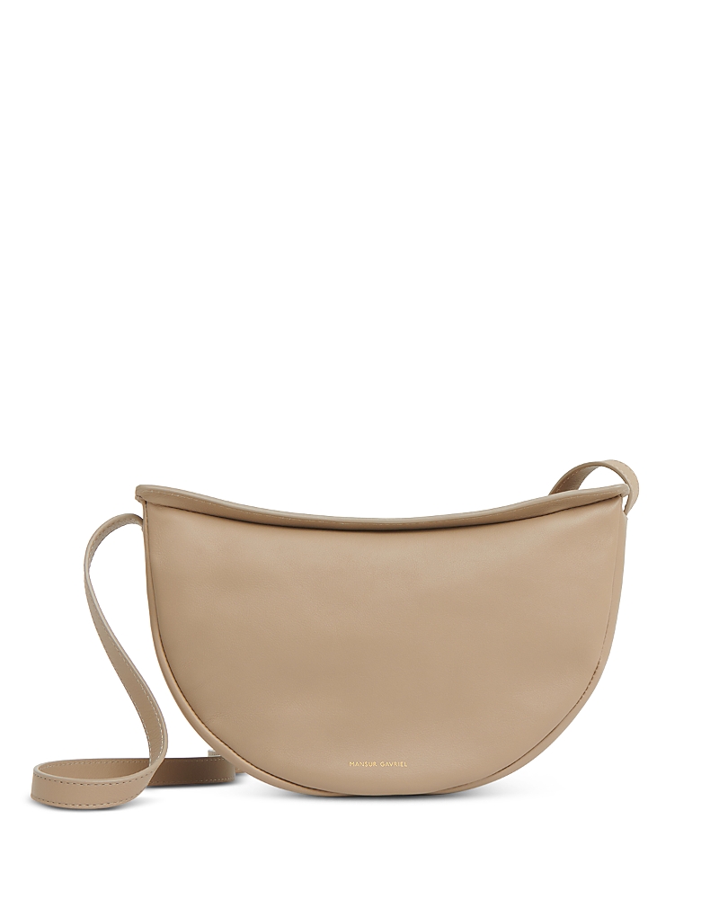 Mansur Gavriel Moon Calfskin Leather Crossbody Bag In Warm Grey