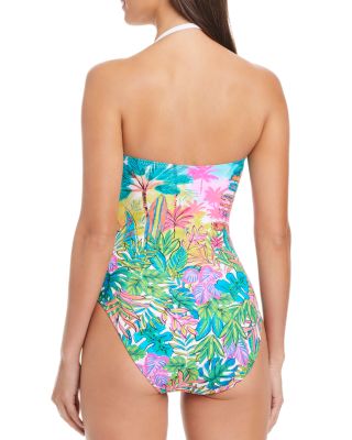 Shirred Bandeau One Piece Swimsuit 