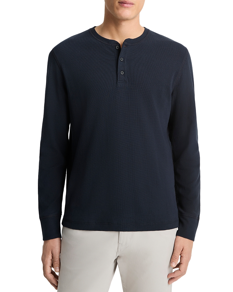 Vince Long Sleeve Slub Henley In Coastal