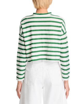 Cropped Long Sleeve Stripe Tee