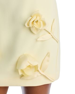 Self-Portrait Yellow Crepe Flower Mini Dress | Bloomingdale's