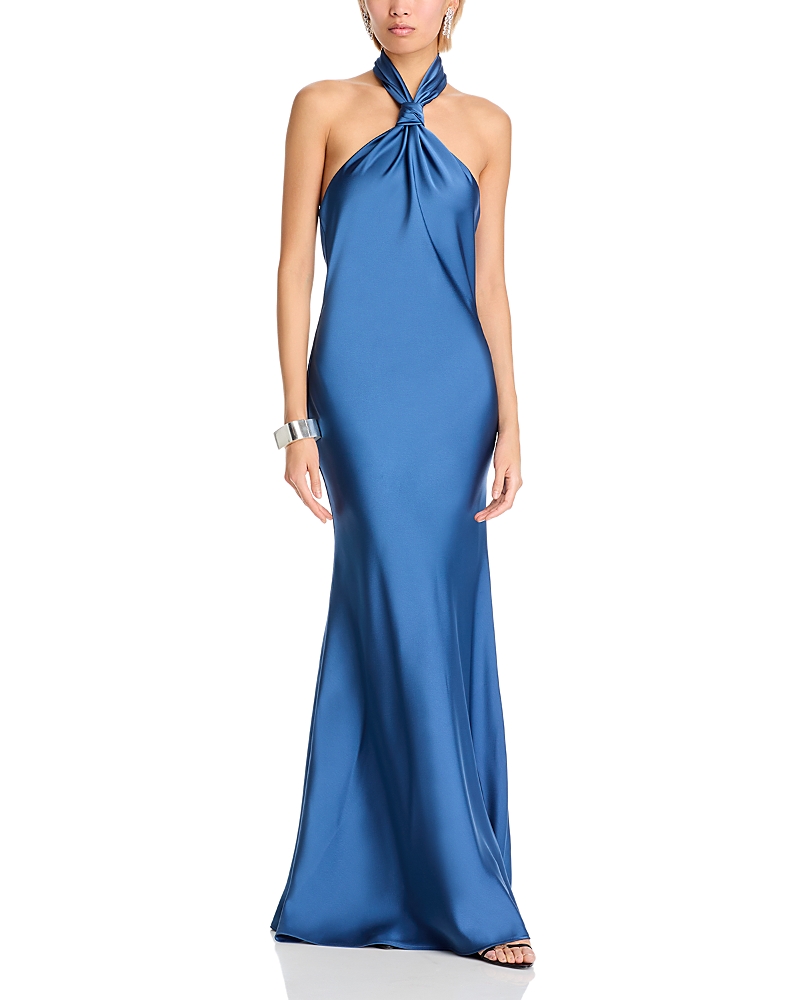 AQUA KNOT HALTER GOWN - EXCLUSIVE