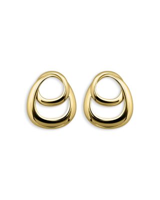 AQUA - Gold Plate Double Interlocking Frontal Hoop Earrings - Exclusive