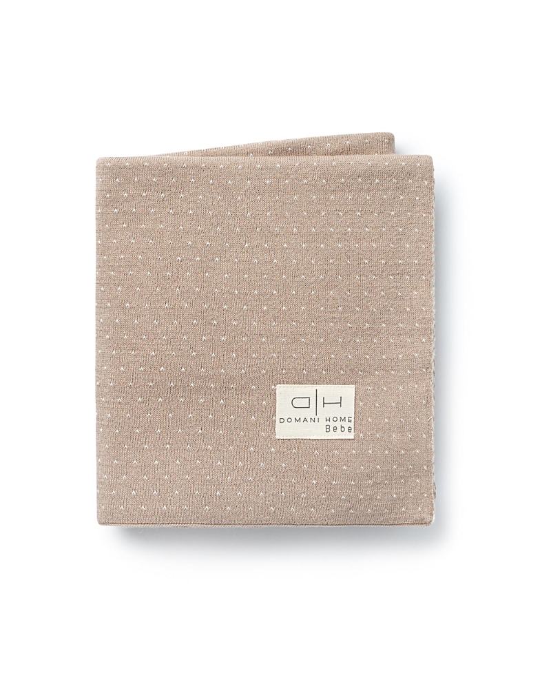 Domani Home Knit Baby Blanket In Beige With Cream Dots