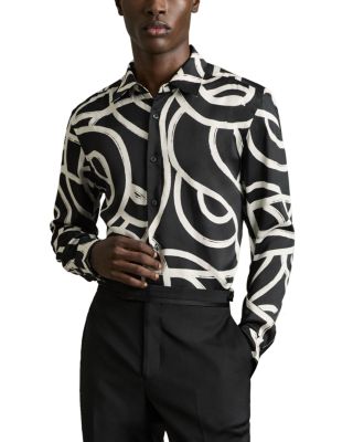 REISS - Abstract Painted Print Long Sleeve Shirt