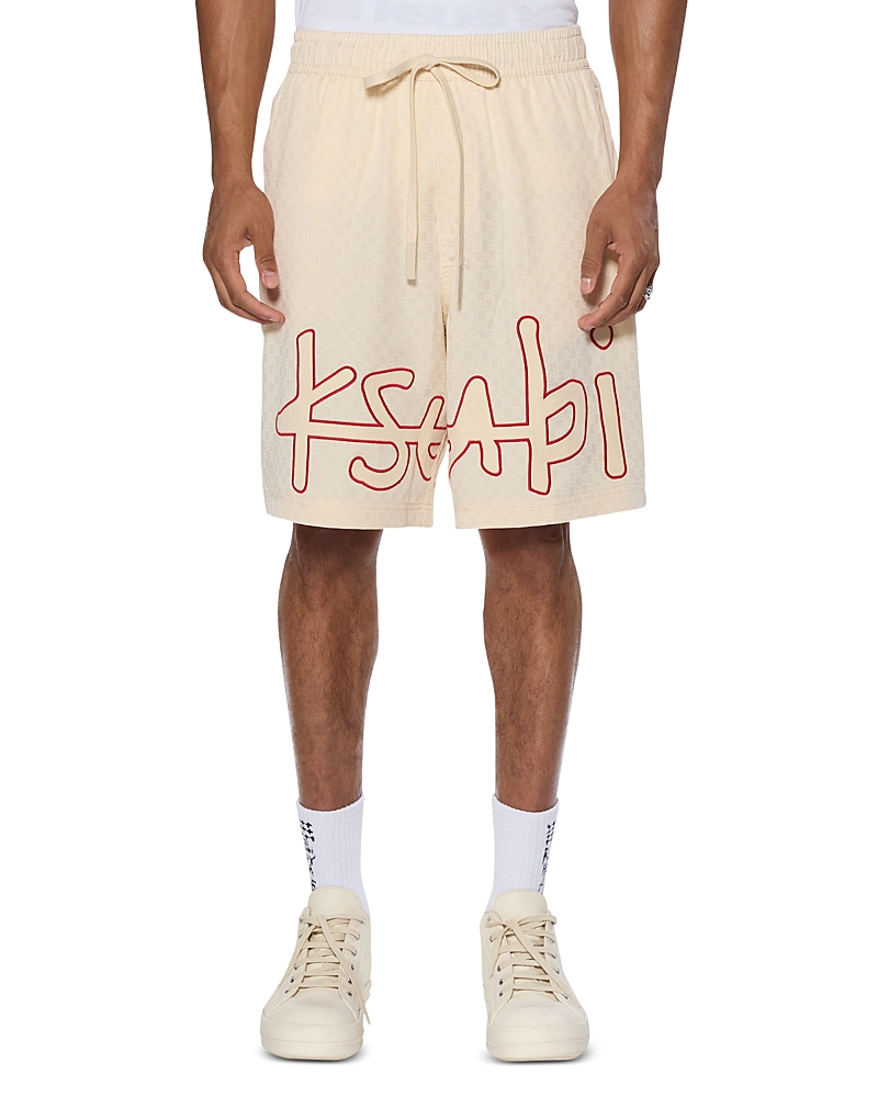Shop Ksubi 1999 Relaxed Fit Box Life Logo Shorts In Tan