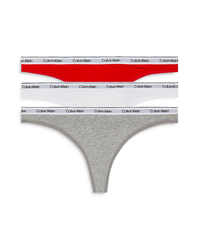 Calvin Klein Modern Logo Thong, Set Of 3 In White/molten/grey Heather