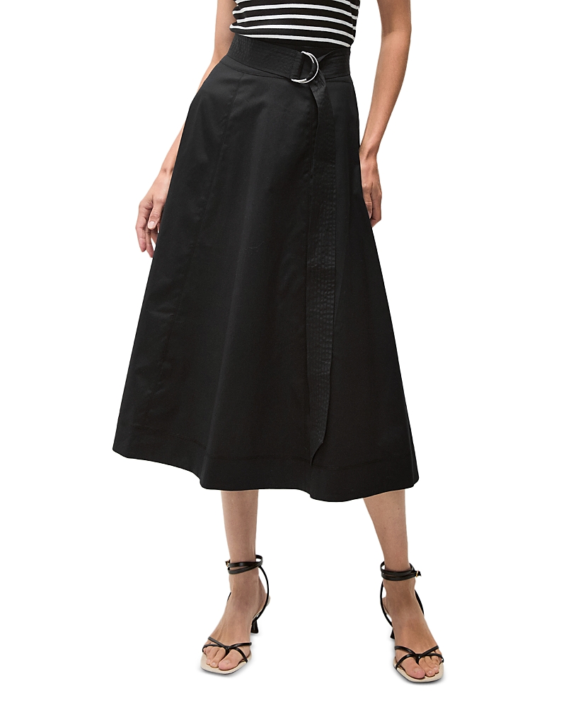Veronica Beard Facia Belted A-line Midi Skirt In Black