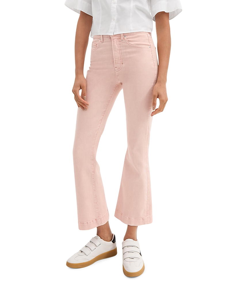 Veronica Beard Carson High Rise Ankle Flare Jeans In Stoned Pink Shell In Pale Stone
