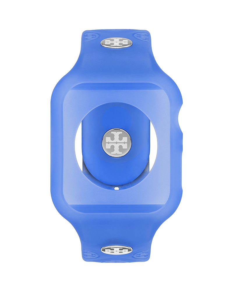 Tory Burch T Monogram Black Silicone Band For Apple Watch, 41mm In Blue