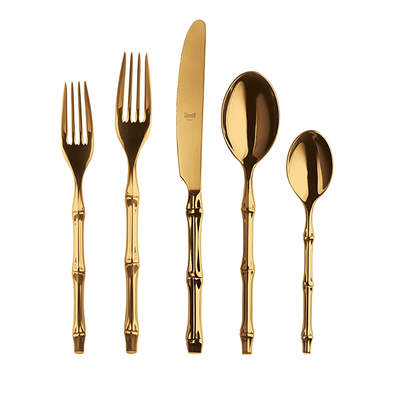 Mepra Bali Gold 5 Piece Flatware Set In Gold