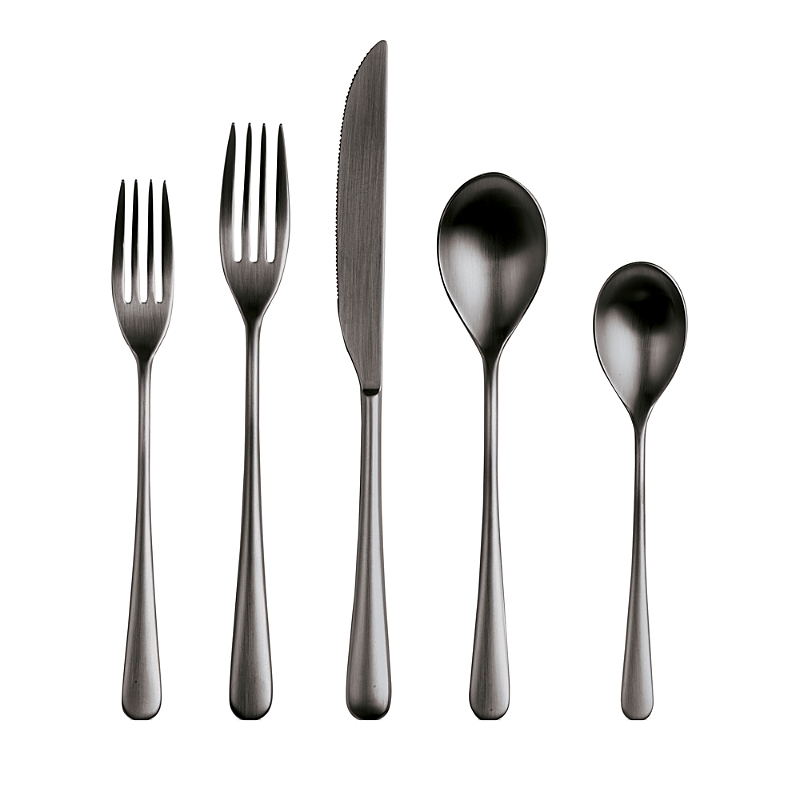 Mepra Neve Ice Black Gold 5 Piece Flatware Set In Ice Black