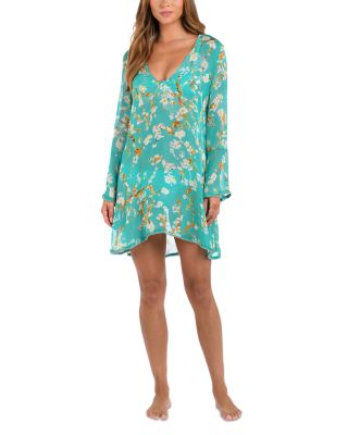 Ansley Cherry Sheer Short Swim Cover-Up Dress