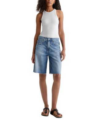 High Rise Denim Bermuda Shorts