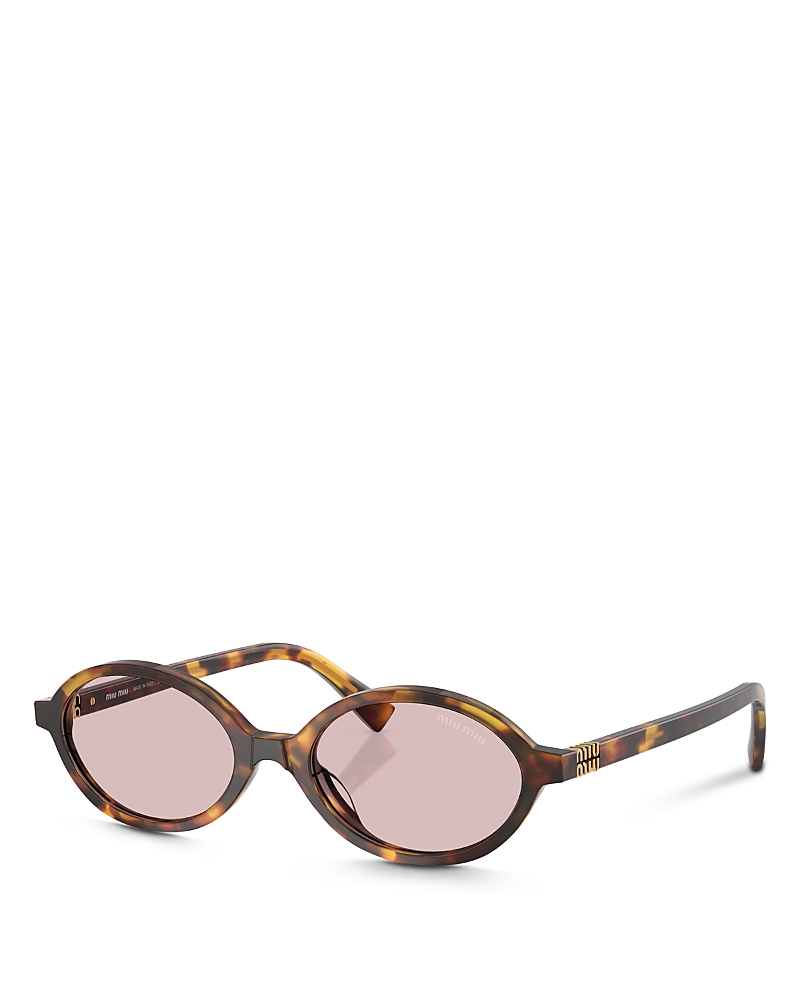 Miu Miu Oval Frame Sunglasses In Pink Havana