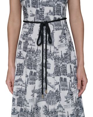 KARL LAGERFELD PARIS Square Neck Fit and Flare Dress | Bloomingdale's Women