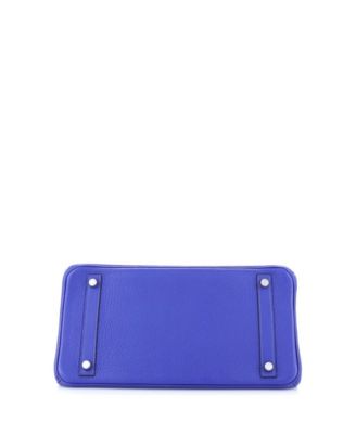 Birkin 30 Handbag Blue Clemence with Palladium Hardware