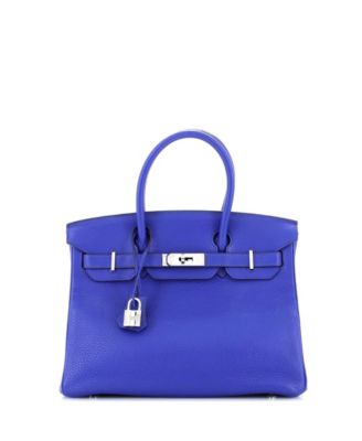 Pre-Owned HERMÈS - Birkin 30 Handbag Blue Clemence with Palladium Hardware