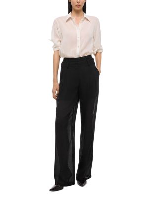 Wool Blend Double Pleated Pants