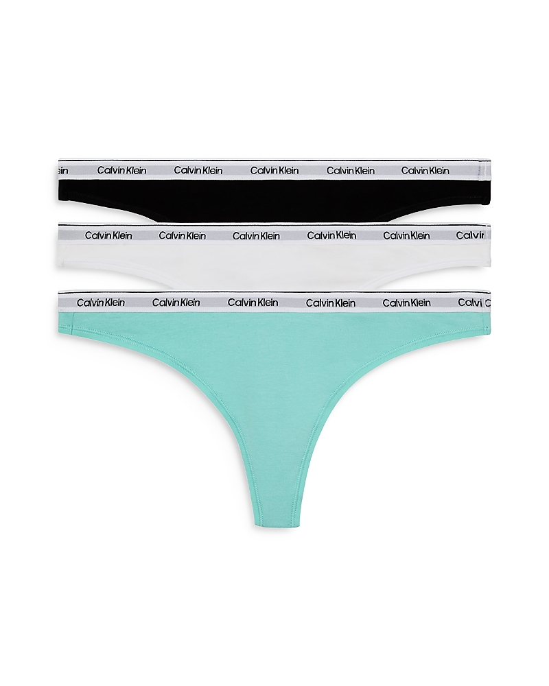 Calvin Klein Modern Logo Thong, Set Of 3 In Black/beau Blue/white