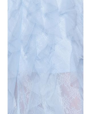 Strapless Lace Tulle Ruffle Gown - Exclusive