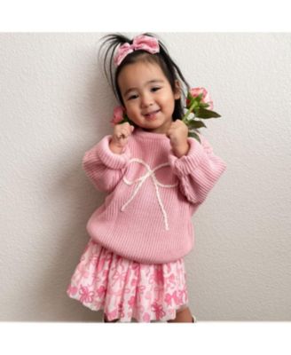 Girls' Bow Yarn Knit Sweater - Baby