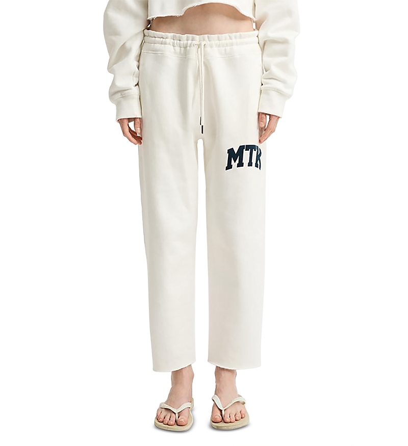 Shop Denimist Cropped Classic Sweatpants In White