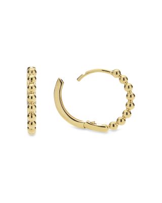 18K Yellow Gold Caviar Gold Beaded Huggie Hoop Earrings
