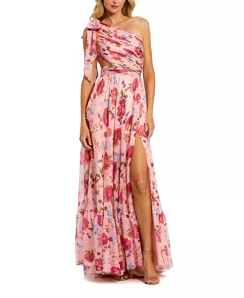 Mac Duggal Side Cut Out One Shoulder Gown