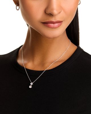 Diamond Solitaire Drop Pendant Necklace in 14K White Gold, 1.0 tcw