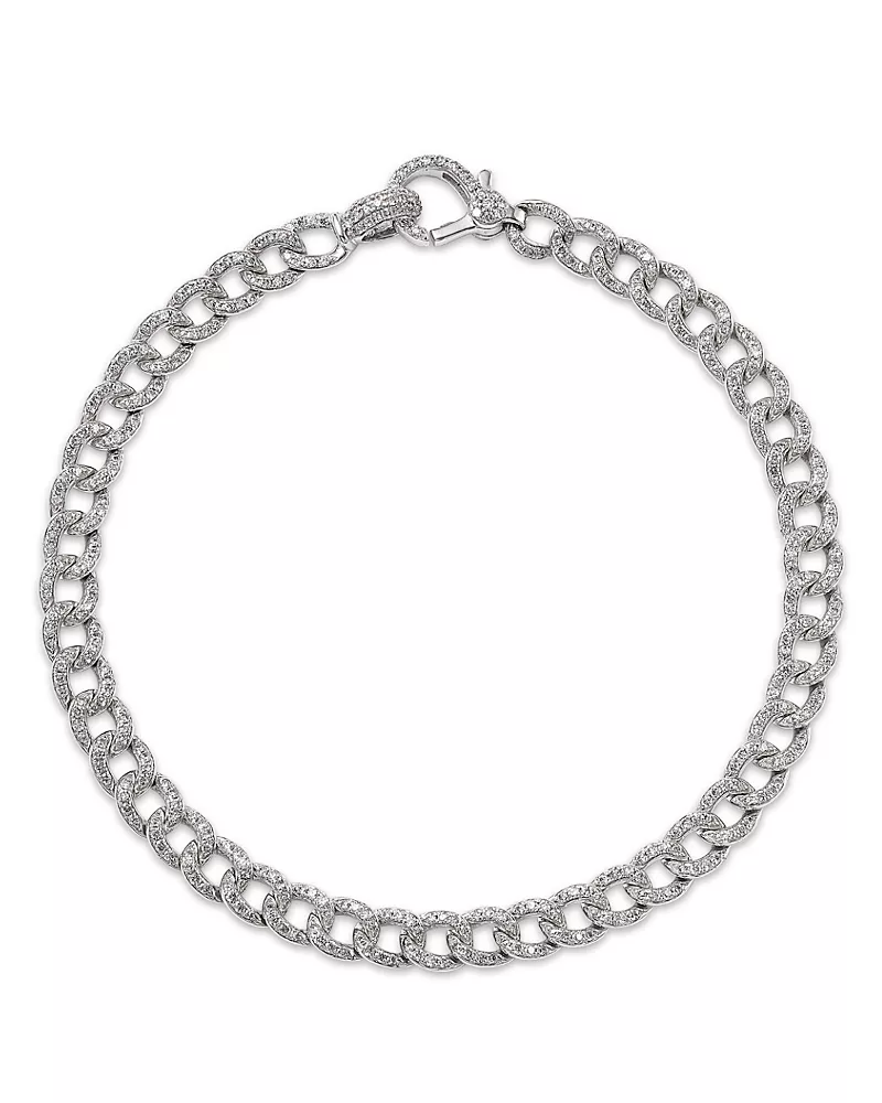 Bloomingdale's Fine Collection Pave Diamond Chain Link Bracelet in 14K White Gold, 1.50 tcw