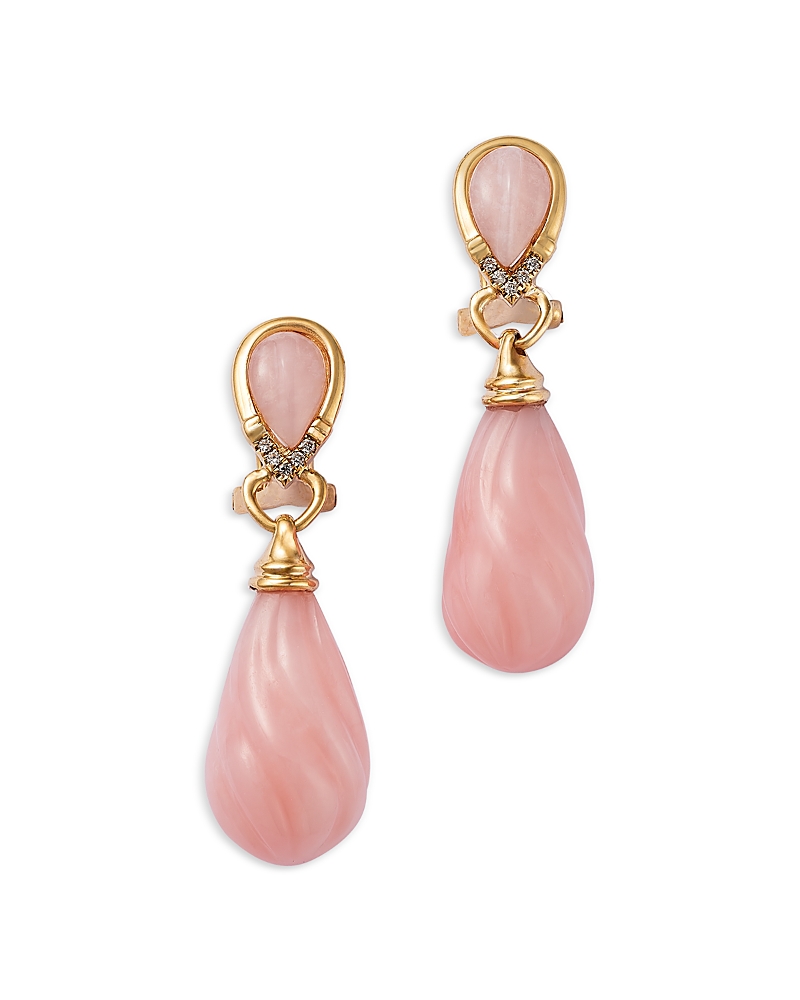 Bloomingdale's Fine Collection Pink Opal & Diamond Drop Earrings In 14k Yellow Gold In Pink