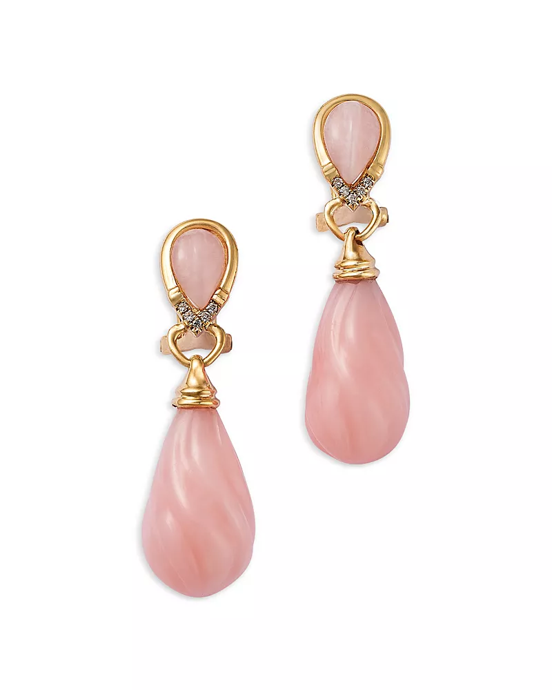 Bloomingdale's Fine Collection Pink Opal & Diamond Drop Earrings in 14K Yellow Gold
