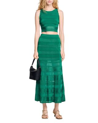 Sleeveless Sweater & Decorative Knit Maxi Skirt