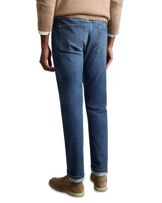 Tapered Slim Fit Jeans in Mid Blue Wash