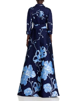 Metallic Jacquard Shirtwaist Gown