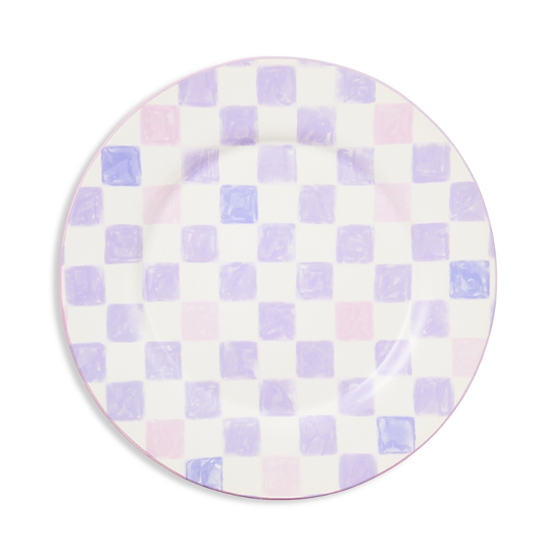 Mackenzie-childs Lilac Check Round Platter